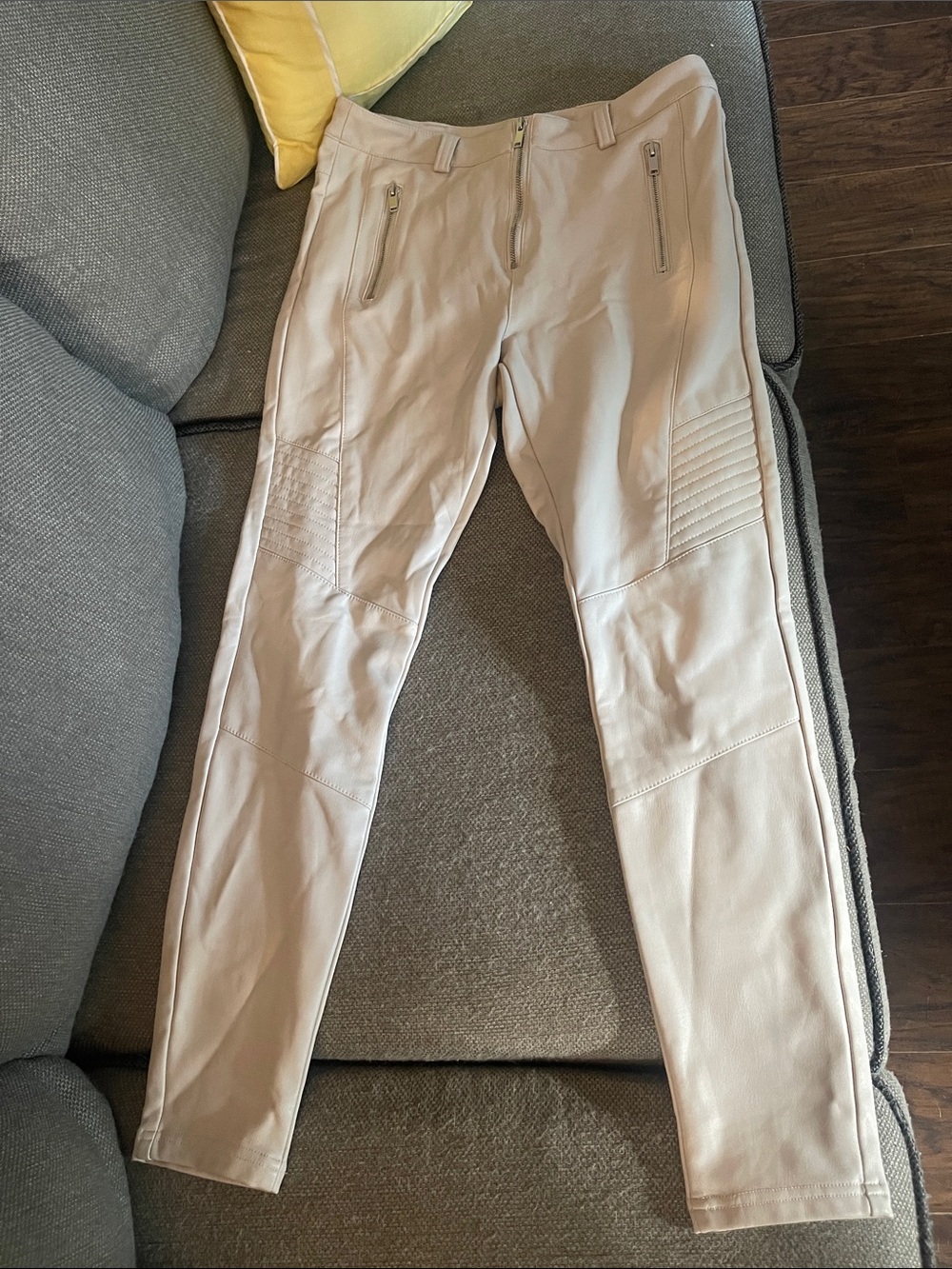 Topshop Men's Slim Moto-Style Chinos in Beige